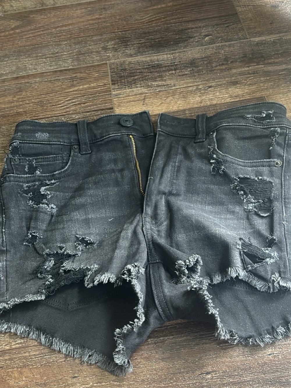 American Eagle Outfitters Black Ripped Denim Cutoff Shorts